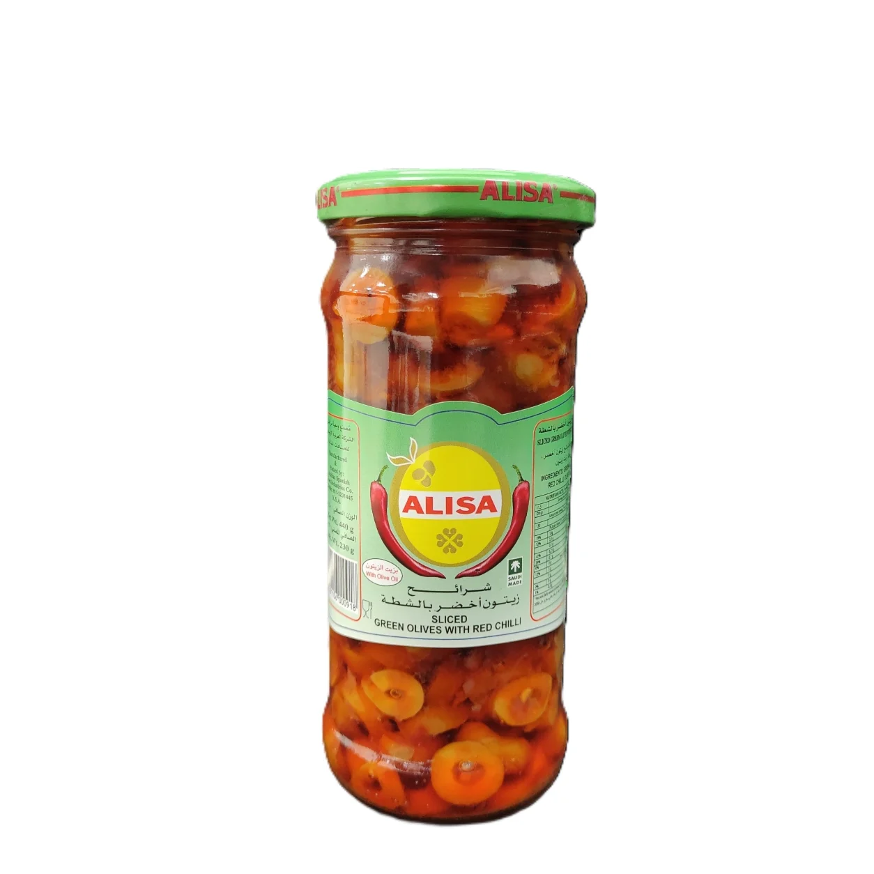 Alisa Sliced Green Olives with Chili 230 g