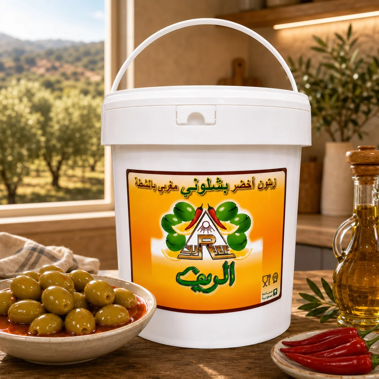 زيتون الريف أخضر بشلوني مغربي بالشطة 10 كجم