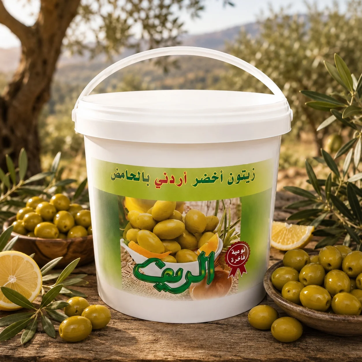 زيتون الريف أخضر أردني بالفلفل والليمون 6 كجم