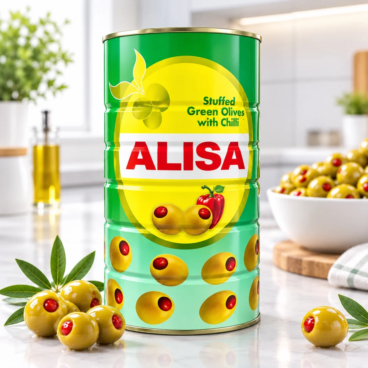 زيتون أليسا أخضر محشي بالفلفل 2.5 كجم