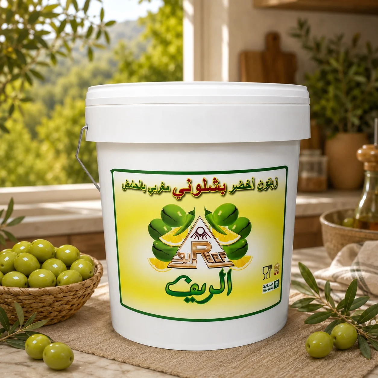 زيتون الريف أخضر بشلوني مغربي بالحامض 10 كجم